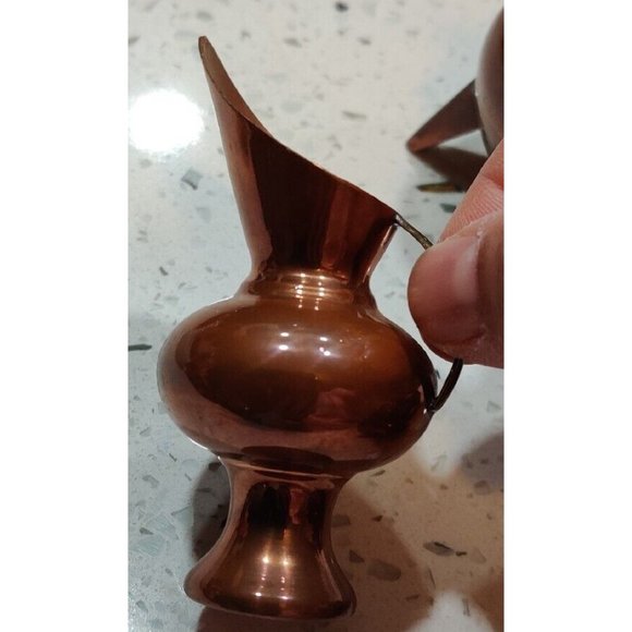 Vintage Dollhouse Miniature Cauldron Pot Jug Copper Lid Handle with Patina Rare - Picture 8 of 15